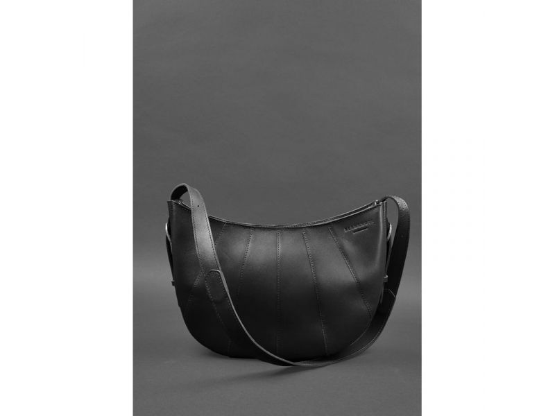 Кожаная женская сумка Круассан черная Krast, фото 2