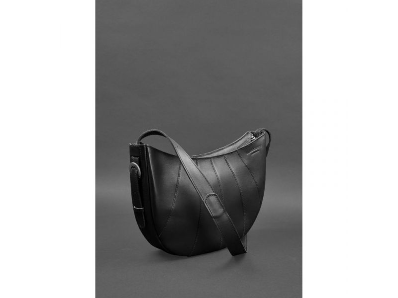 Кожаная женская сумка Круассан черная Krast, фото 3