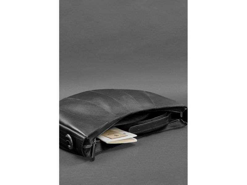 Кожаная женская сумка Круассан черная Krast, фото 5