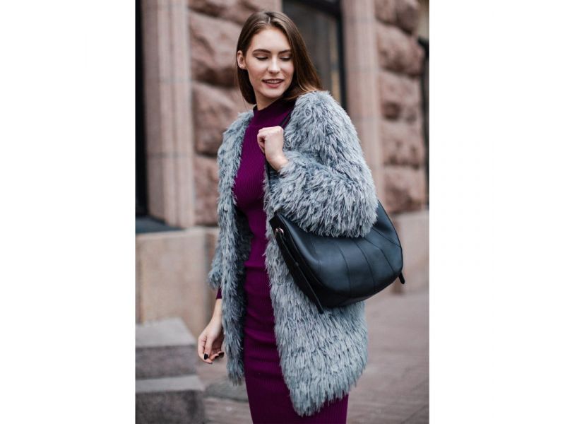 Кожаная женская сумка Круассан черная Krast, фото 9