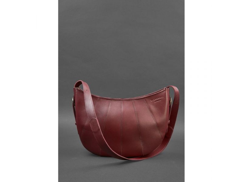 Кожаная женская сумка Круассан Krast бордовая, фото 2