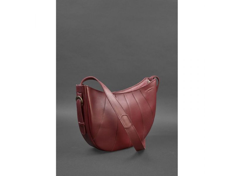Кожаная женская сумка Круассан Krast бордовая, фото 3