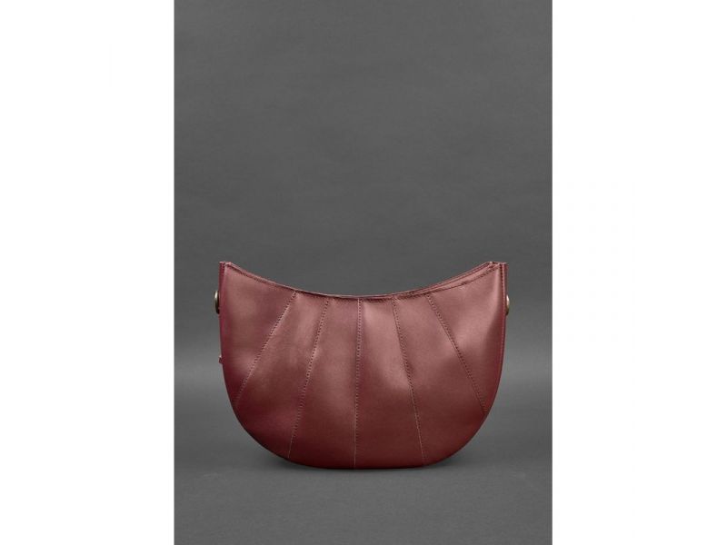 Кожаная женская сумка Круассан Krast бордовая, фото 5