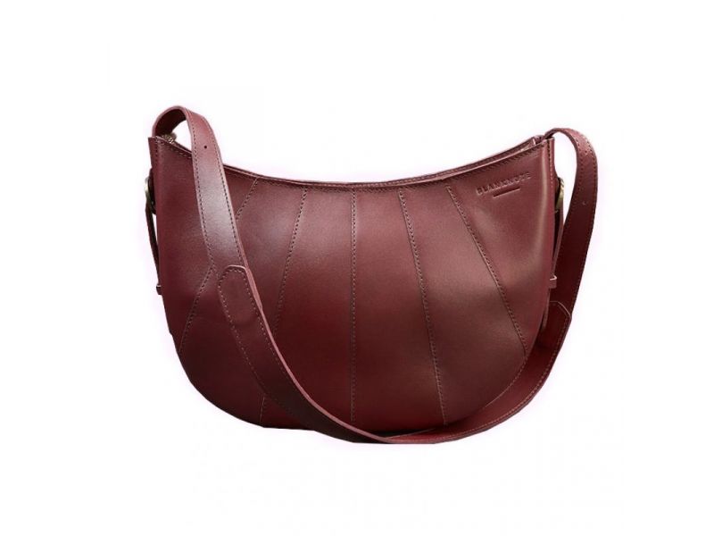 Кожаная женская сумка Круассан Krast бордовая, фото 10