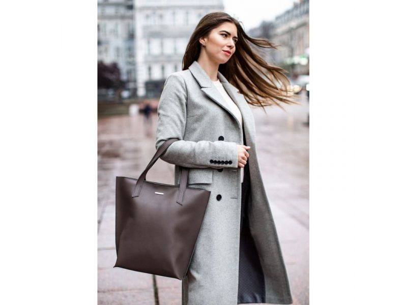 Кожаная женская сумка шоппер D.D. темно-бежевая, фото 10