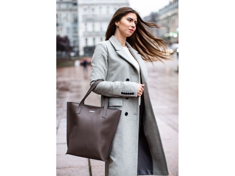 Кожаная женская сумка шоппер D.D. темно-бежевая, фото 1