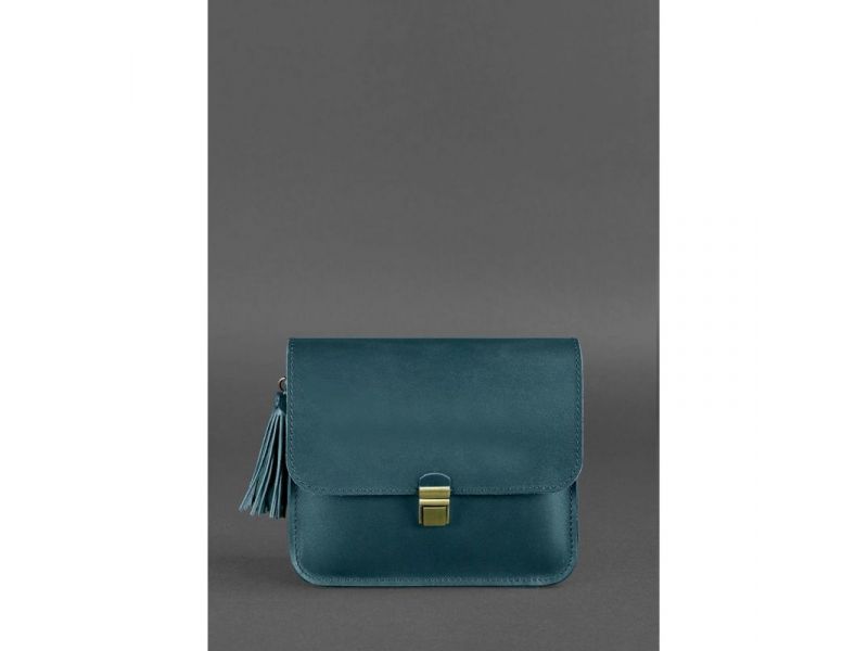 Кожаная женская бохо-сумка Лилу зеленая, фото 6