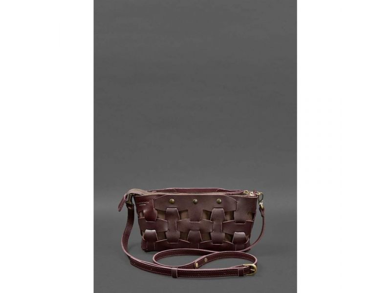 Кожаная женская сумка Пазл S бордовая Krast, фото 1