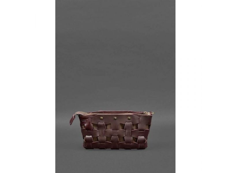 Кожаная женская сумка Пазл S бордовая Krast, фото 3