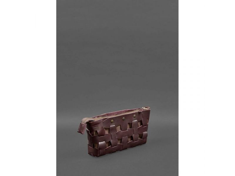 Кожаная женская сумка Пазл S бордовая Krast, фото 2
