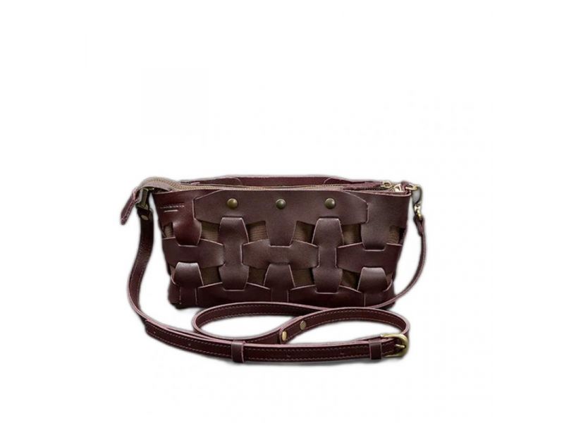 Кожаная женская сумка Пазл S бордовая Krast, фото 7