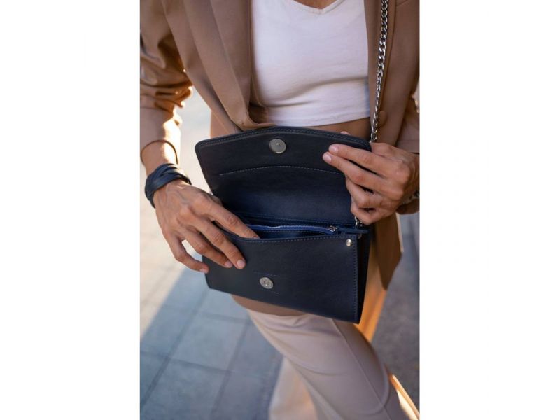 Кожаная женская сумка Элис темно-синяя, фото 9