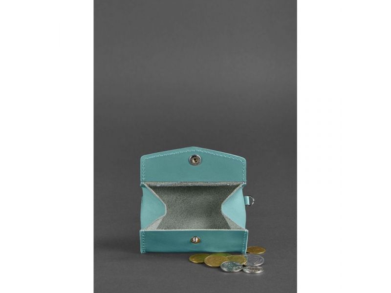 Женская кожаная монетница с клапаном 1.0 бирюзовая, фото 2
