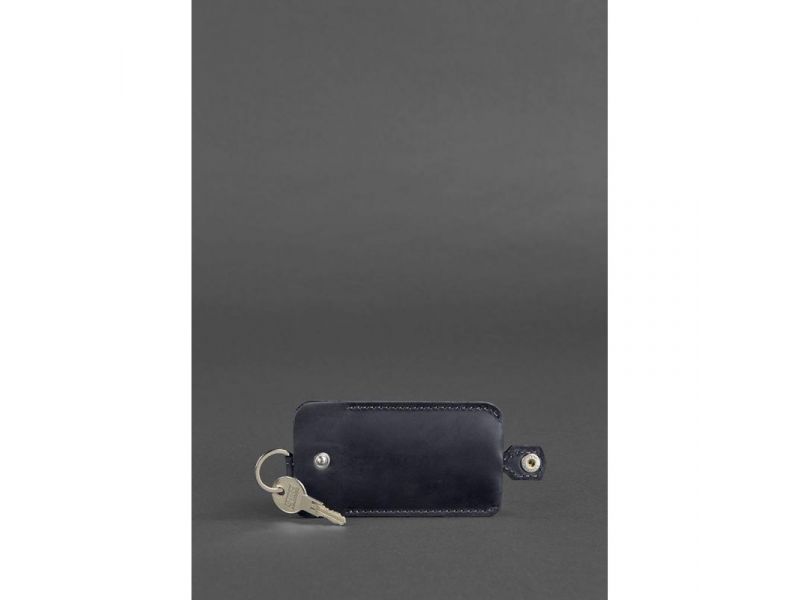 Кожаная ключница 1.0 синяя Crazy Horse, фото 2
