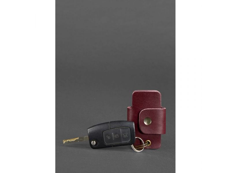 Кожаная ключница смарт-кейс 4.0 бордовая, фото 2