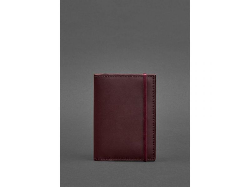 Кожаная обложка для паспорта 2.0 бордовая Краст, фото 1