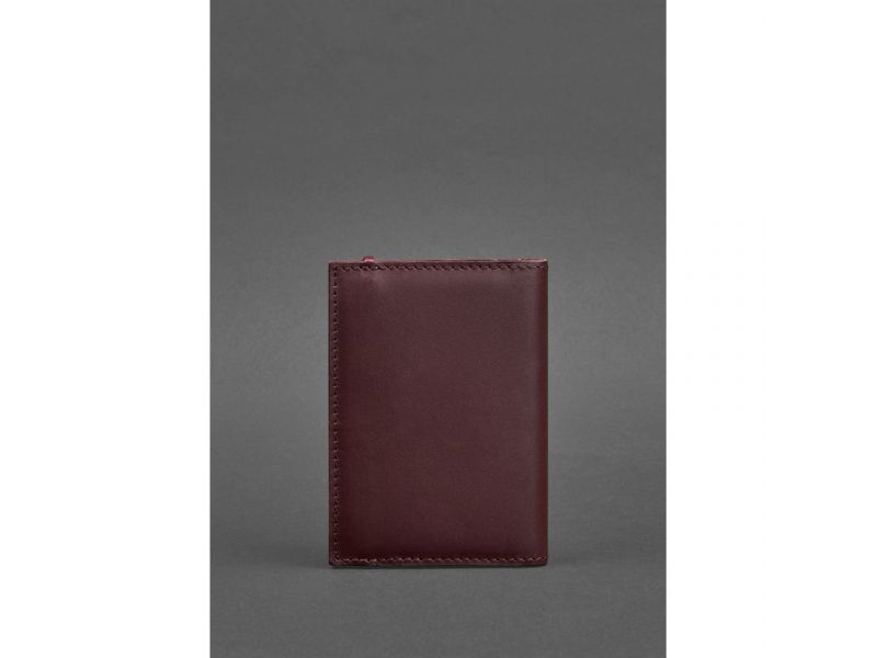 Кожаная обложка для паспорта 2.0 бордовая Краст, фото 5