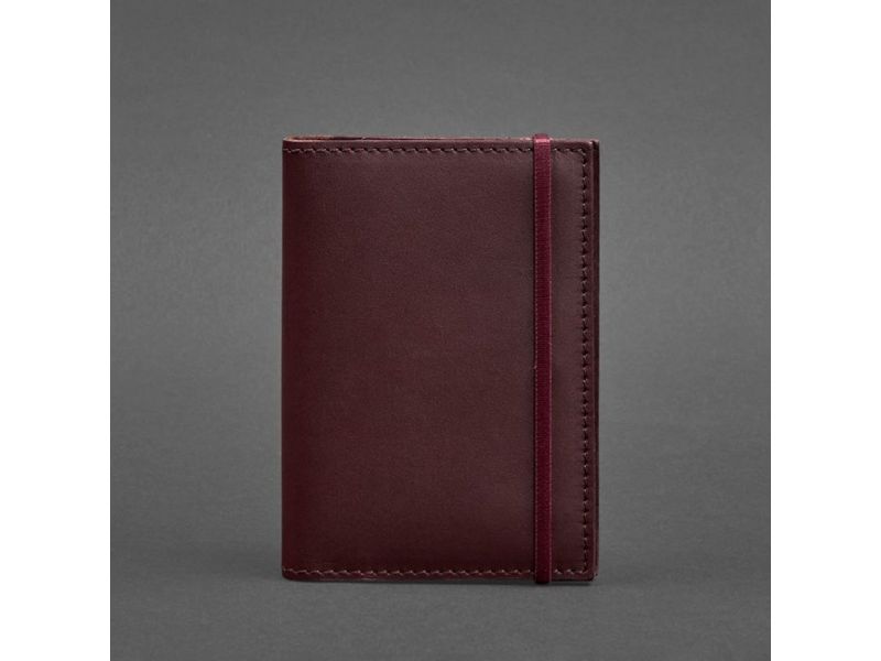 Кожаная обложка для паспорта 2.0 бордовая Краст, фото 6