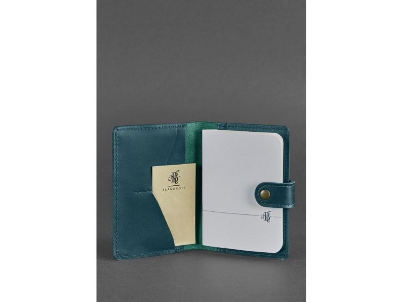 Кожаная обложка для паспорта 3.0 зеленая, фото 2