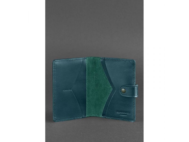 Кожаная обложка для паспорта 3.0 зеленая, фото 3