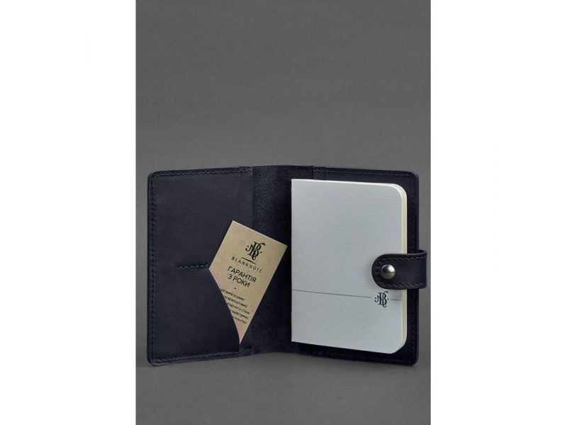 Кожаная обложка для паспорта 3.0 темно-синяя, фото 2