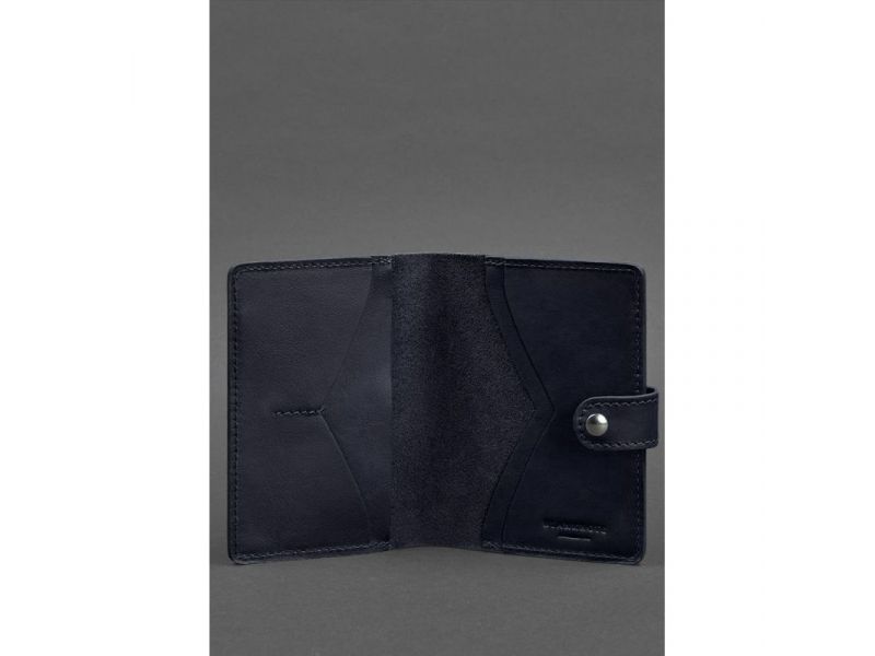 Кожаная обложка для паспорта 3.0 темно-синяя, фото 3