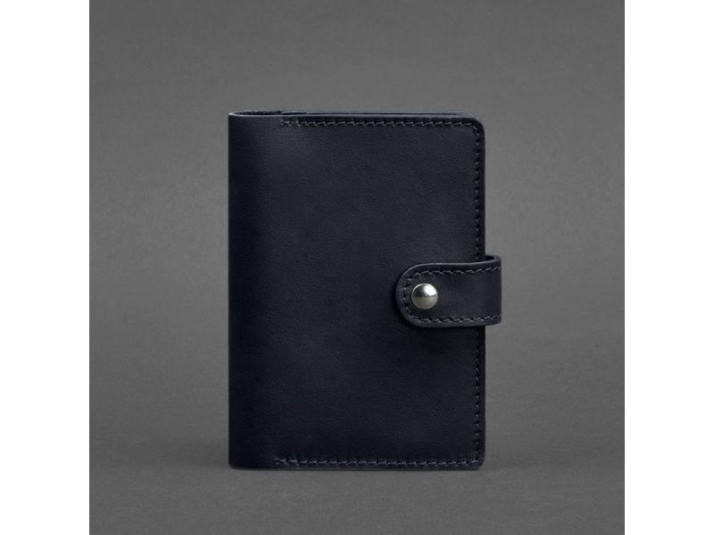 Кожаная обложка для паспорта 3.0 темно-синяя, фото 5