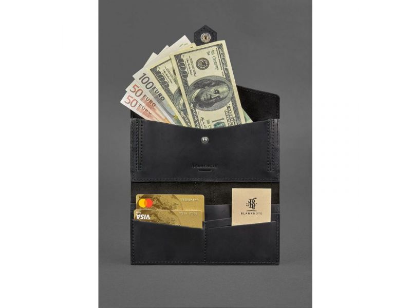 Кожаное портмоне 3.0 черное Crazy Horse, фото 3