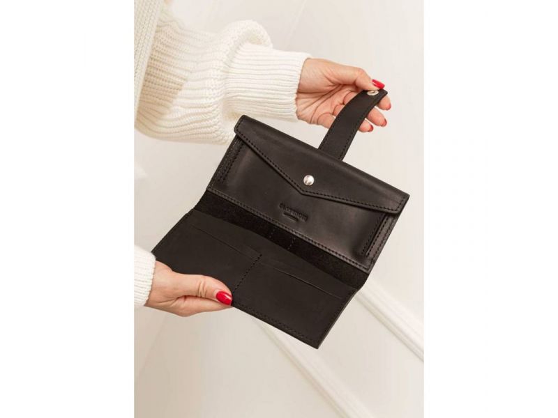 Кожаное портмоне 3.0 черное Crazy Horse, фото 7