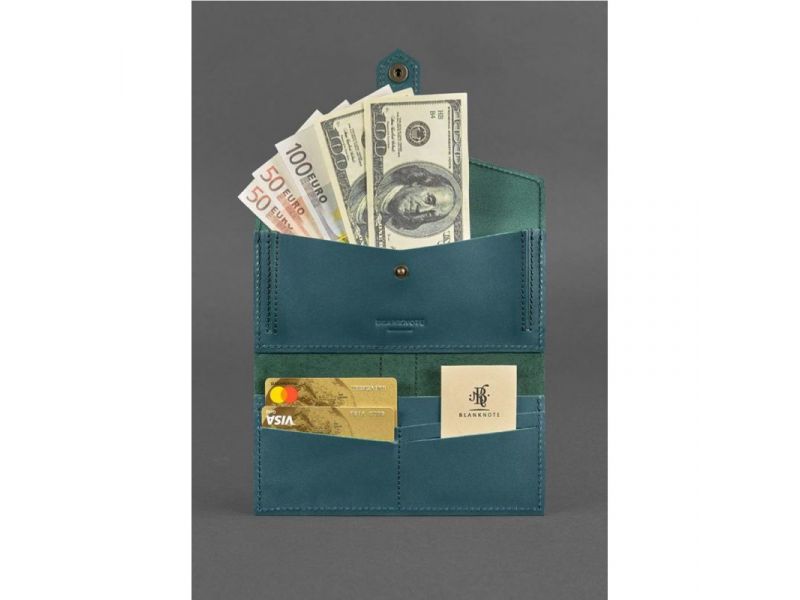 Кожаное женское портмоне 3.0 зеленое Краст, фото 2