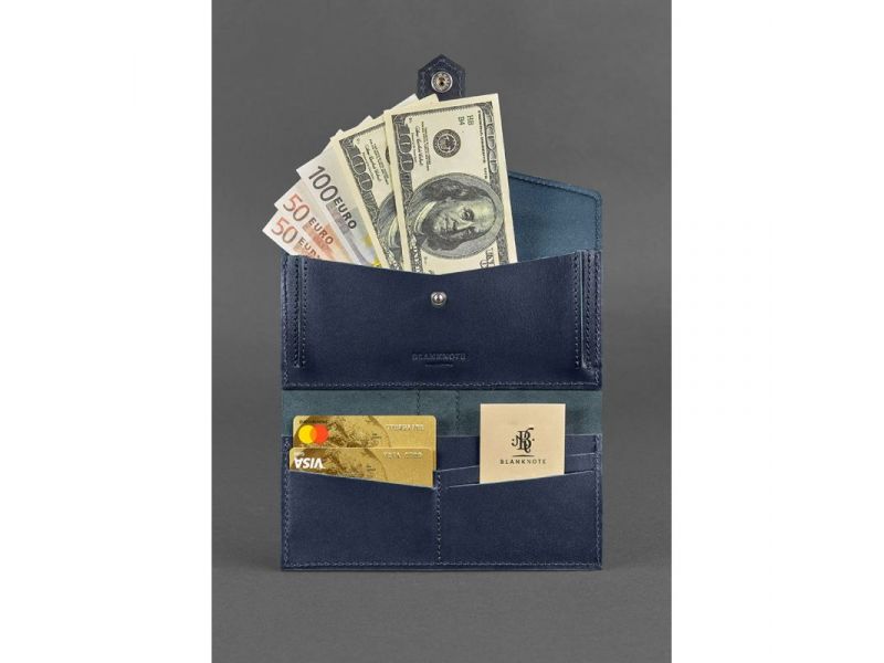 Кожаное портмоне 3.0 темно-синее, фото 2