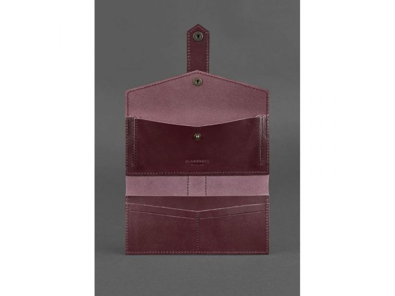 Кожаное женское портмоне 3.0 бордовое Krast, фото 3