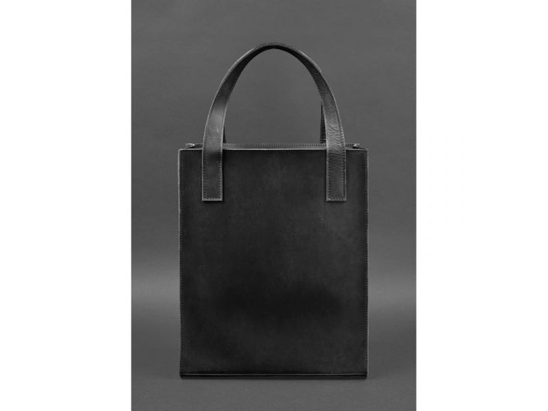 Кожаная женская сумка шоппер Бэтси с карманом черная, фото 4