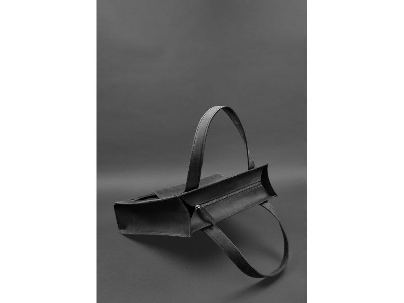 Кожаная женская сумка шоппер Бэтси с карманом черная, фото 5