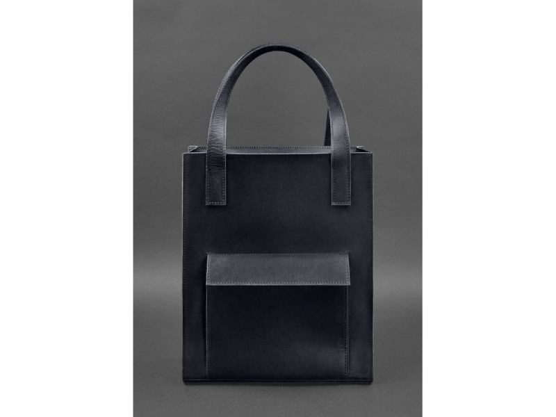 Кожаная женская сумка шоппер Бэтси с карманом синяя Crazy Horse, фото 1