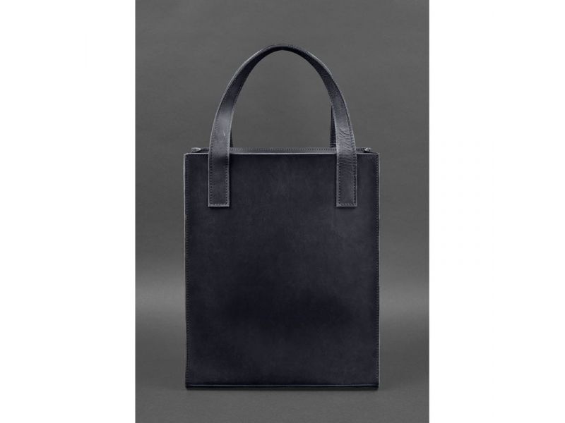 Кожаная женская сумка шоппер Бэтси с карманом синяя Crazy Horse, фото 3