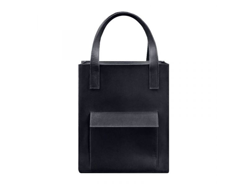 Кожаная женская сумка шоппер Бэтси с карманом синяя Crazy Horse, фото 7