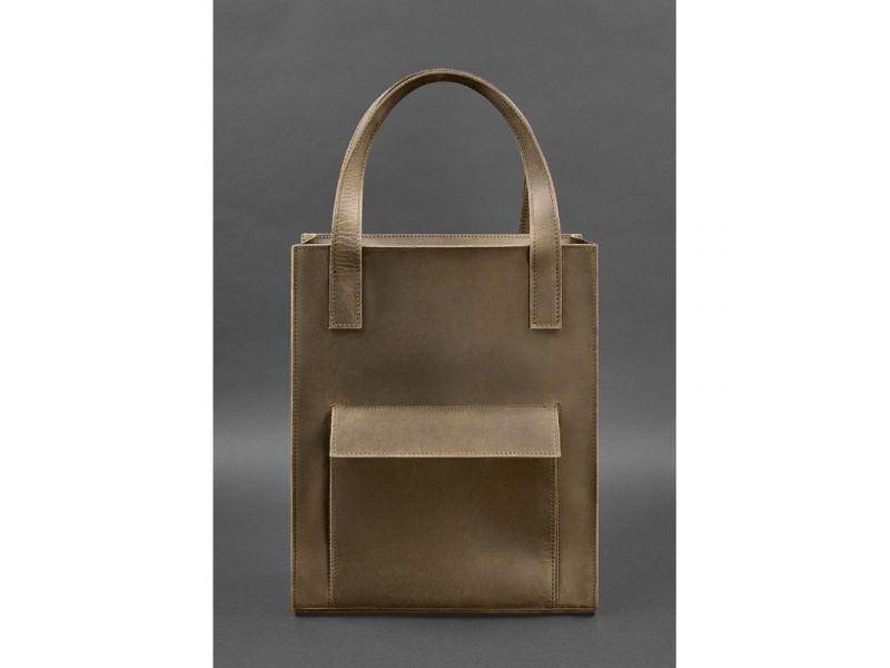 Кожаная женская сумка шоппер Бэтси с карманом темно-коричневый Crazy Horse, фото 2