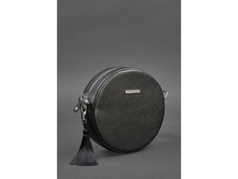 Круглая женская кожаная сумочка Tablet черная Blackwood, фото 2