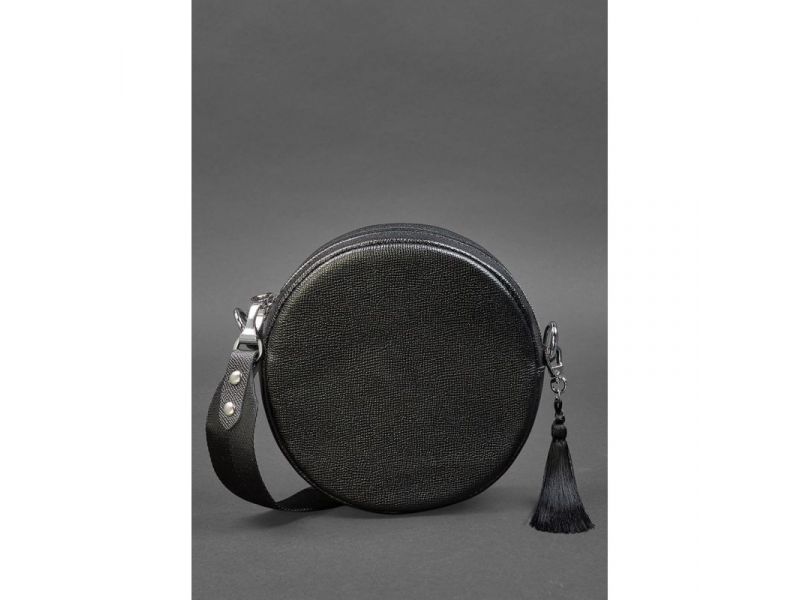 Круглая женская кожаная сумочка Tablet черная Blackwood, фото 3