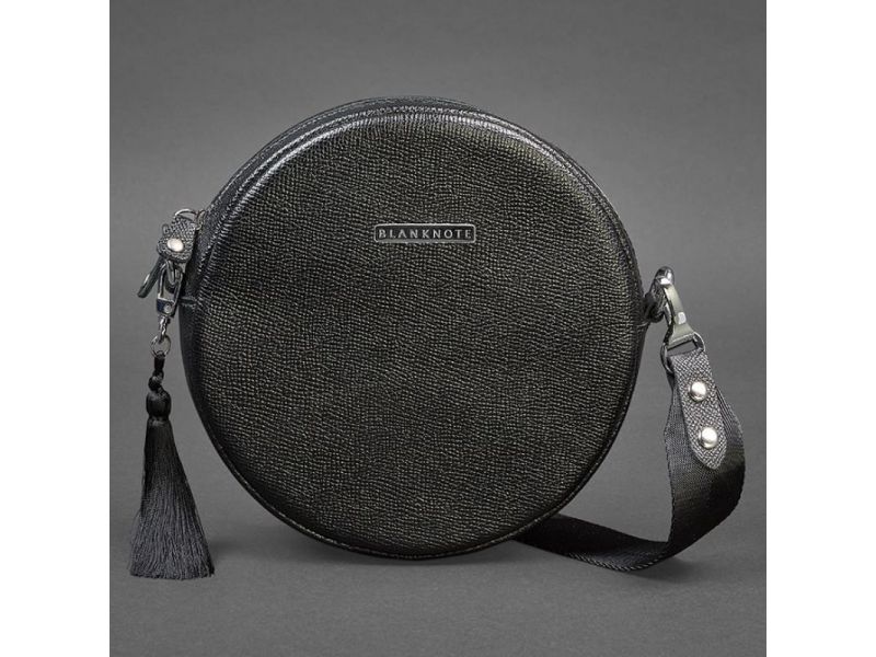 Круглая женская кожаная сумочка Tablet черная Blackwood, фото 5