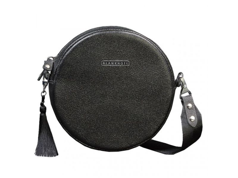 Круглая женская кожаная сумочка Tablet черная Blackwood, фото 6