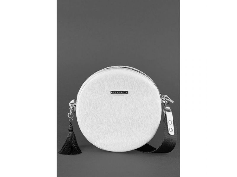 Круглая кожаная женская сумочка Tablet белая, фото 2