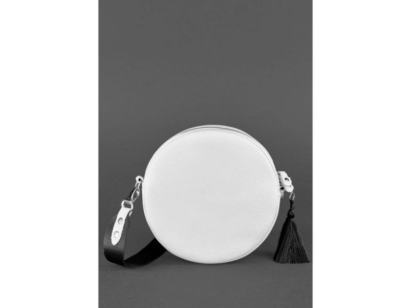 Круглая кожаная женская сумочка Tablet белая, фото 5