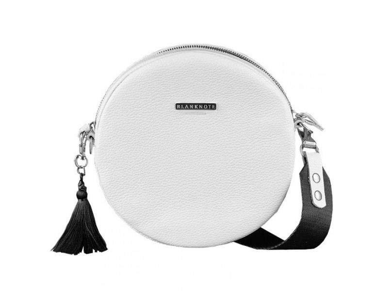 Круглая кожаная женская сумочка Tablet белая, фото 10