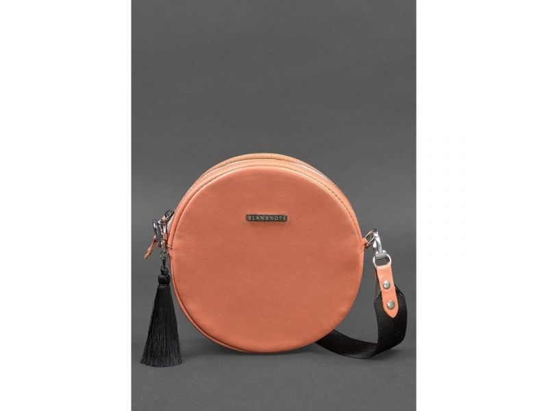 Круглая кожаная женская сумочка Tablet коралловая, фото 1
