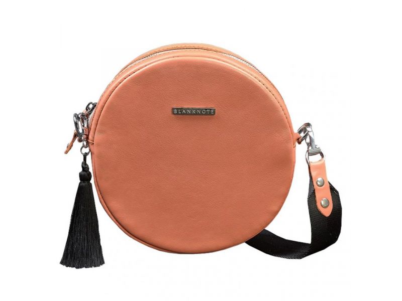 Круглая кожаная женская сумочка Tablet коралловая, фото 6