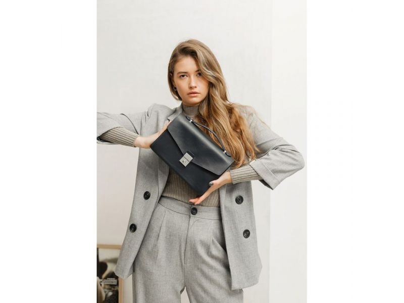 Женская кожаная сумка-кроссбоди Lola черная, фото 1