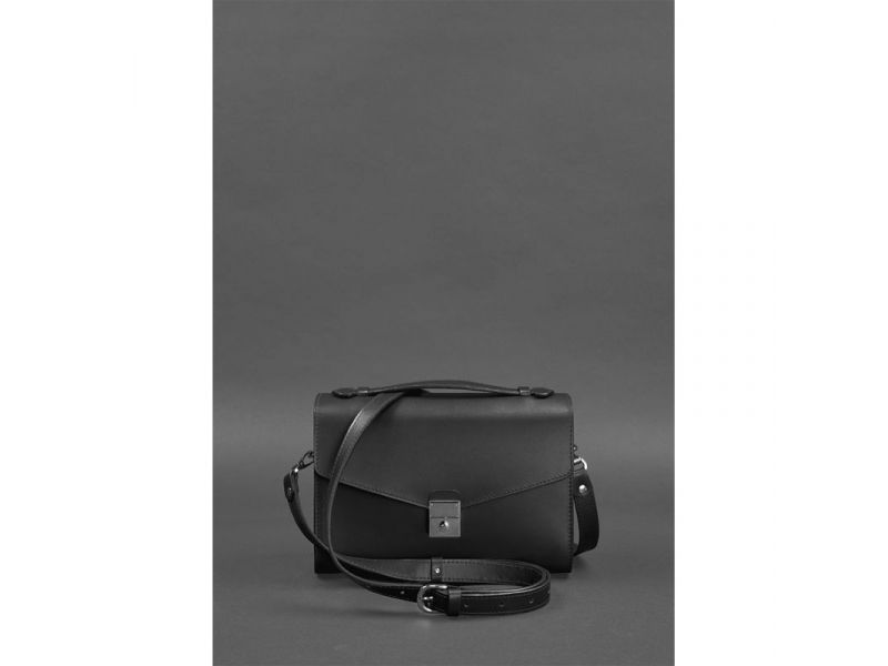 Женская кожаная сумка-кроссбоди Lola черная, фото 4