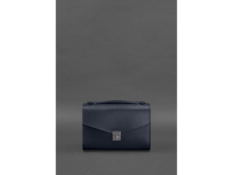 Женская кожаная сумка-кроссбоди Lola темно-синяя, фото 2